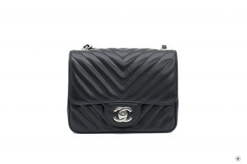 Chanel A Y CC Chervon Mini Square Black /  Lambskin CM Shoulder Bags Shw
