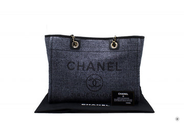 Chanel A Y Deauville Shopping Tote Black /  Fabric Tote Bag Pbhw