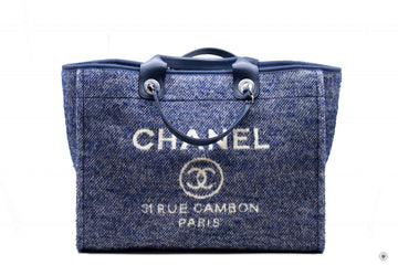 Chanel A B NE Deauville Shopping Tote Mixed Fibers Fabric Tote B Blue / NE Fabric Tote Bag Shw