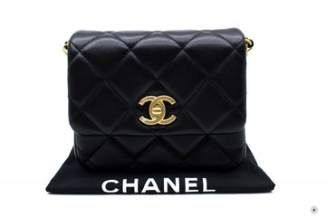 Chanel AS B CC Logo Flap Bag Black /  Calfskin Shoulder Bags Gbhw