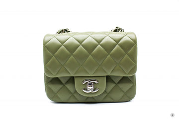 Chanel A Y Classic Mini Square Avocado / ND Lambskin CM Shoulder Bags Shw