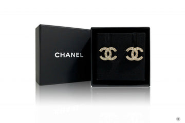 Chanel AB B CC Logo With Crystals  Gold / NE Metal .CMX.CM Earrings