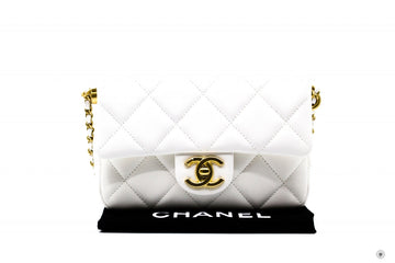 Chanel AS B  Mini Flap Bag With Pearl Chain White /  Lambskin Shoulder Bags Gbhw