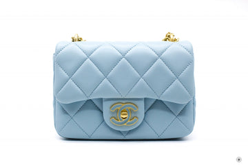 Chanel ASB Mini Flap Bag With Enamel And Gold Tone Metal  Baby Blue / NG Calfskin Shoulder Bags Gbhw