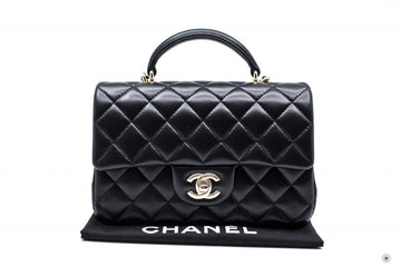 Chanel ASB Mini Flap Bag With Top Handle Black /  Lambskin Shoulder Bags Ghw