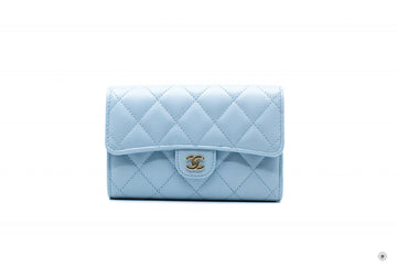 Chanel APY Classic Flap Wallet Baby Blue / NG Caviar Short Wallet Shw