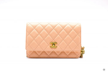 Chanel APB Pearl Crush Wallet ON Chain Woc  Apricot / NG Lambskin Shoulder Bags Gbhw