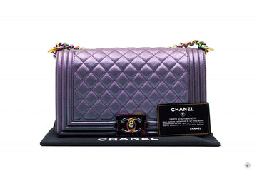 Chanel A Boy Rainbow  Iridescent Purple  Calfskin Medium Shoulder Bags