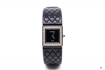 Chanel Boy-friend Acier Etanche M Quartz With Diamonds Black Leather Circumference  CM Watches Shw
