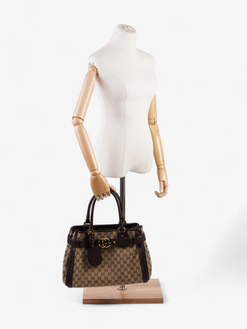 Gucci Running Tote Beige And Ebony EC Supreme Canvas Medium