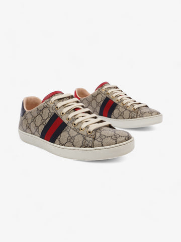 Gucci Ace Supreme EC Sneakers Beige Monogram / Red / Navy Canvas EU 39.5 UK 6.5