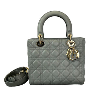 Lady Dior Medium Top Flap Lambskin Grey GHW