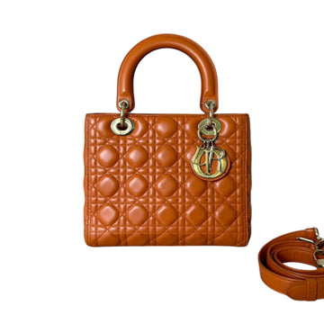 Lady Dior Medium Lambskin Cannage Tan GHW