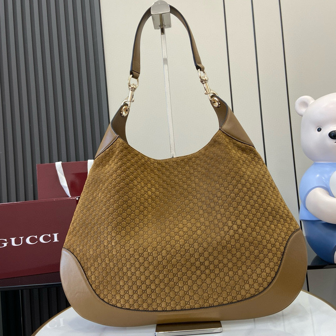 EC Tote Bag Brown Velvet Embossed and Leather