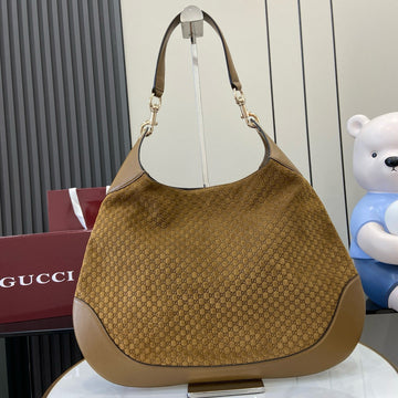 EC Tote Bag Brown Velvet Embossed and Leather