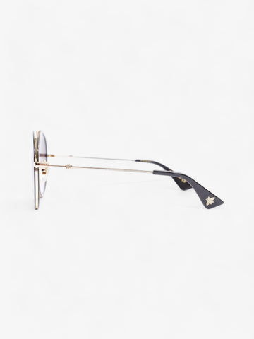 Gucci Round Sunglasses Black / Gold Base Metal 140mm