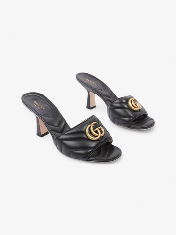 Gucci EC Marmont Mules 75mm Black / Gold Matelasse Leather EU 38 UK 5