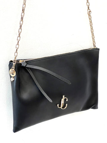 JIMMY CHOO LEATHER ZIP SHOULDER BAG