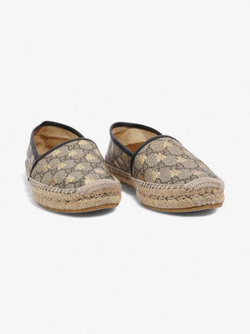 Gucci EC Supreme Bee Espadrille Beige  / Gold / Black Coated Canvas EU 37.5 UK 4.5
