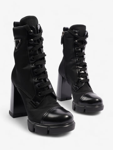 Prada Triangle Logo Boot 100 Black Re Nylon EU 37 UK 4
