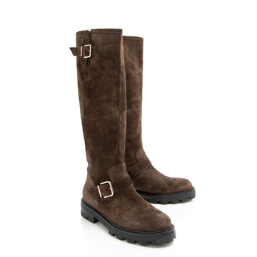Jimmy Choo Suede Crosta Biker Boots - Size 9.5 / 39.5