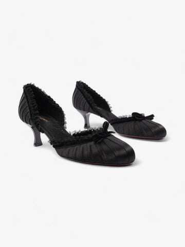 Louis Vuitton Ballet Pumps Heels 60mm Black Satin EU 38.5 UK 5.5