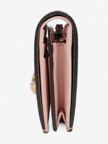 Gucci Guccissima Signature Crystal Cat Card Case Wallet Light Candy Pink Calfskin Leather