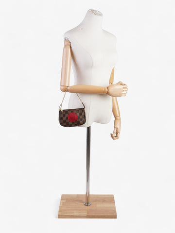 Louis Vuitton Pochette Accessoires Damier Ebene / Red Coated Canvas Mini