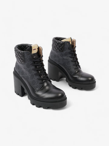 Gucci EC Trip Supreme Boots 90 Black / Grey Leather EU 37 UK 4
