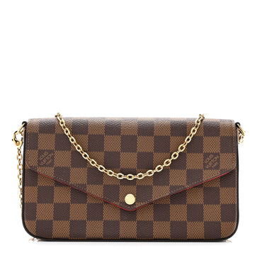 LOUIS VUITTON DAMIER EBENE FELICIE POCHETTE CHAIN WALLET