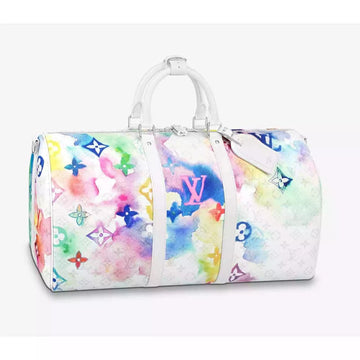 LOUIS VUITTON LIMITED EDITION WATERCOLOR MONOGRAM KEEPALL 50 BANDOLIERE