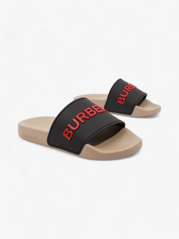 Burberry Logo Slider Black / Red / Beige Rubber EU 37 UK 4