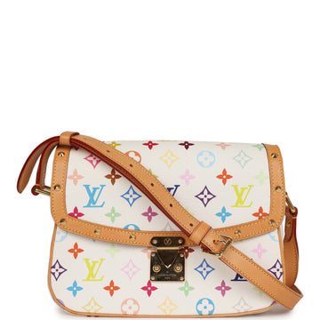 Louis Vuitton Vintage Sologne White Multicolor Canvas Gold Hardware