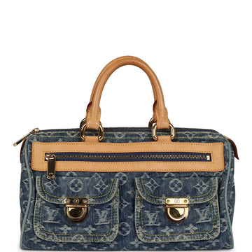 Louis Vuitton Vintage Neo Speedy Blue Denim Monogram Gold Hardware