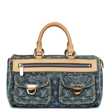 Louis Vuitton Vintage Neo Speedy Blue Denim Monogram Gold Hardware