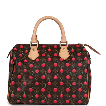 Louis Vuitton Vintage x Takashi Murkami Cheries Speedy 25 Brown and Red Monogram Cherry Gold Hardware