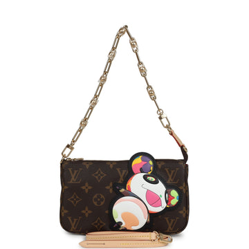 Louis Vuitton X Takashi Murakami Panda Pochette Accessories Brown Monogram Gold Hardware