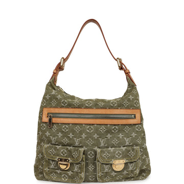 Vintage Louis Vuitton BaCSy GM Green Denim Monogram Gold Hardware