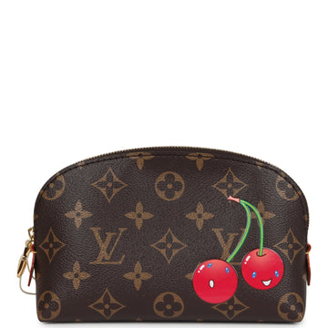 Louis Vuitton X Takashi Murakami Cherry Cosmetic Pouch Brown Monogram Gold Hardware