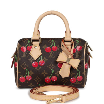 Louis Vuitton X Takashi Murakami Nano Speedy Bag Cherry Brown Monogram Gold Hardware