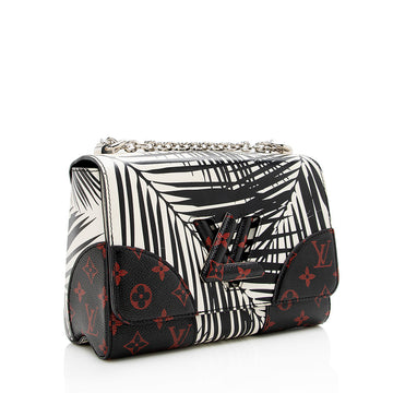 Louis Vuitton Calfskin Palm Print Twist MM Shoulder Bag (SHF-18828)