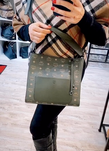 MCM VISETOS MONOGRAM HOBO BAG SEA TURTLE GREEN