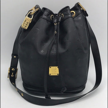 MCM VINTAGE MUNCHEN LOGO DRAWSTRING BUCKET BAG