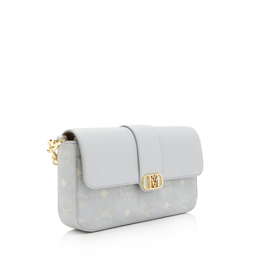 MCM Visetos Calfskin Logo Mode Travia Small Shoulder Bag (SHF-VNvUOS)