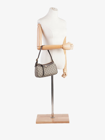Gucci Ophidia Beige And Ebony EC Supreme Coated Canvas Small