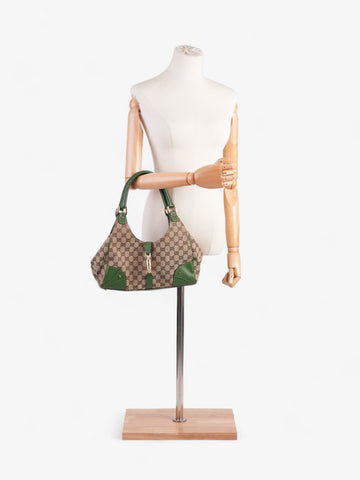 Gucci Jackie Beige And Ebony EC Supreme / Green Canvas