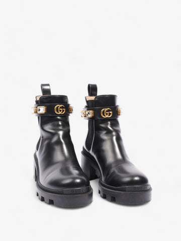Gucci EC Jewelled Boots 50 Black / Gold Leather EU 37 UK 4