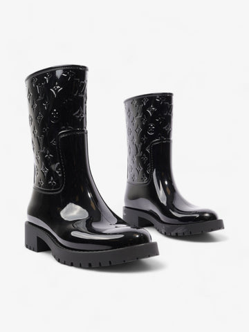 Louis Vuitton Drops Wellington Boots Black Patent Leather EU 38 UK 5