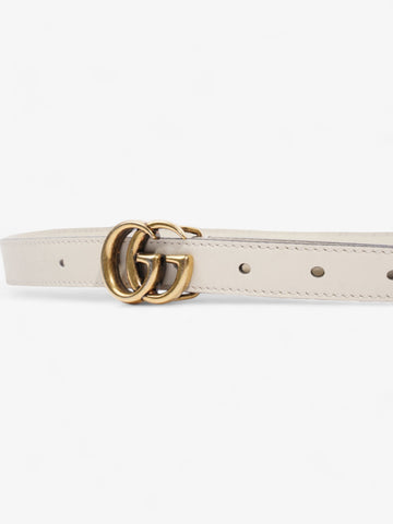 Gucci EC Marmont Thin Belt White / Gold Leather 80cm / 32"