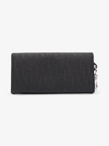 Christian Dior CD Icon Trifold Wallet Black Diorissimo Canvas